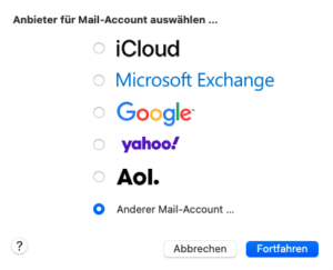 Mail unter Mac einrichten 2