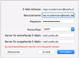 Mail unter Mac einrichten  Serverdaten