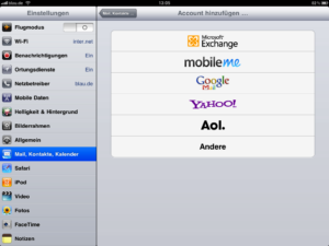 Email auf iPad einrichten 1