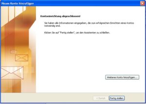 Outlook 2010 einrichten abschließen