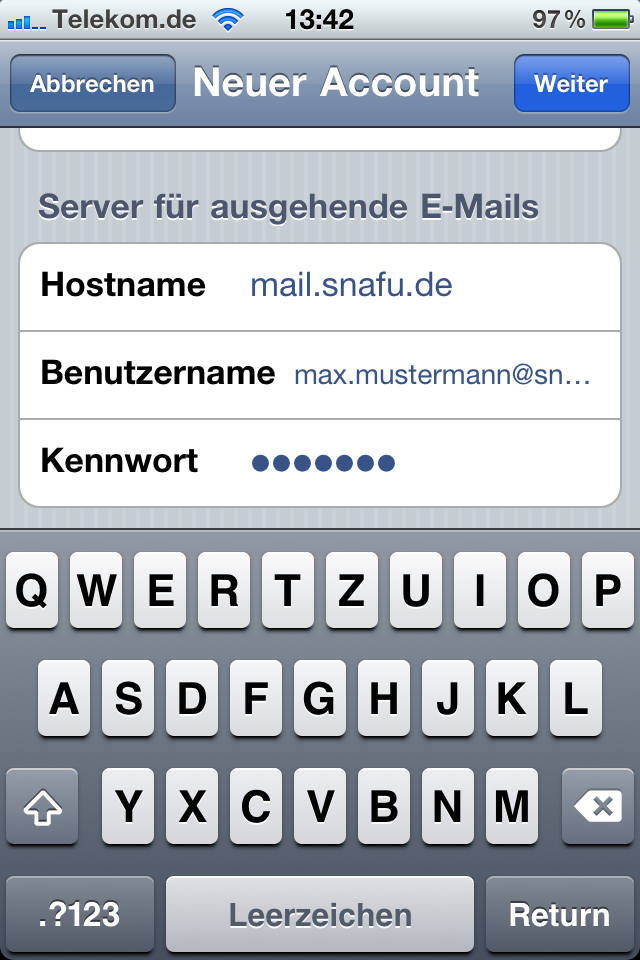 E-Mail einrichten auf dem IPhone - snafu