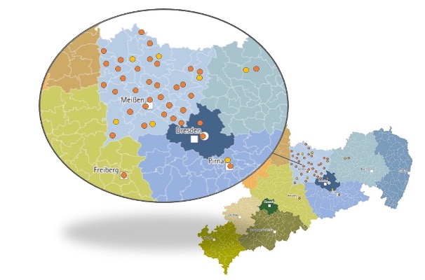 Krikom Netz mit Standorten im LK Meißen